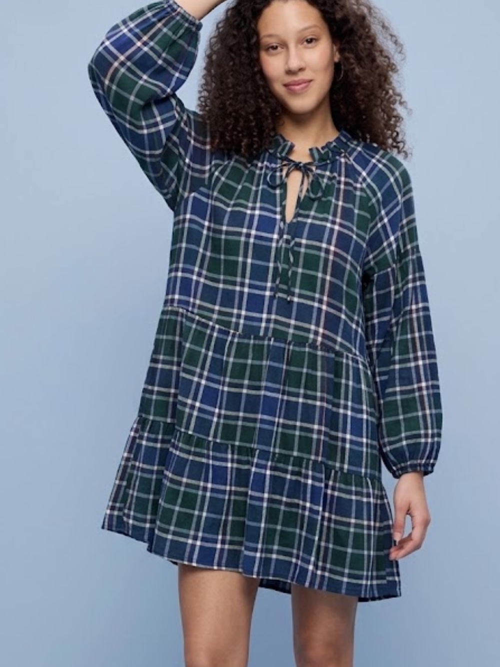 New Show Me Your Mumu Ainsley mini dress green blue plaid XS Cabincore grunge